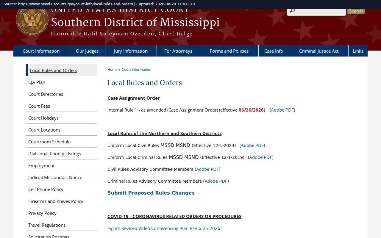 Claiborne County court records comparison with Southern District federal local rules