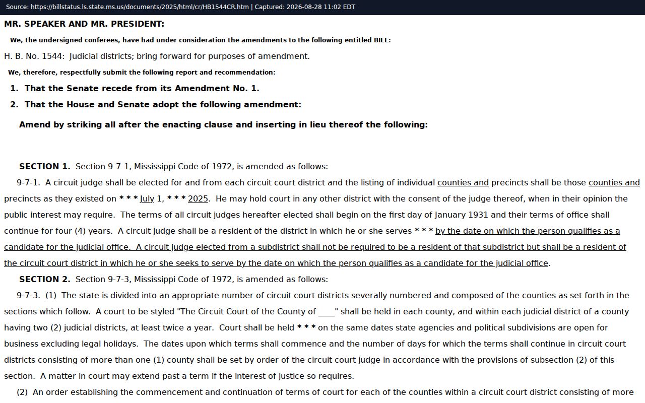Claiborne County court docket judicial redistricting report